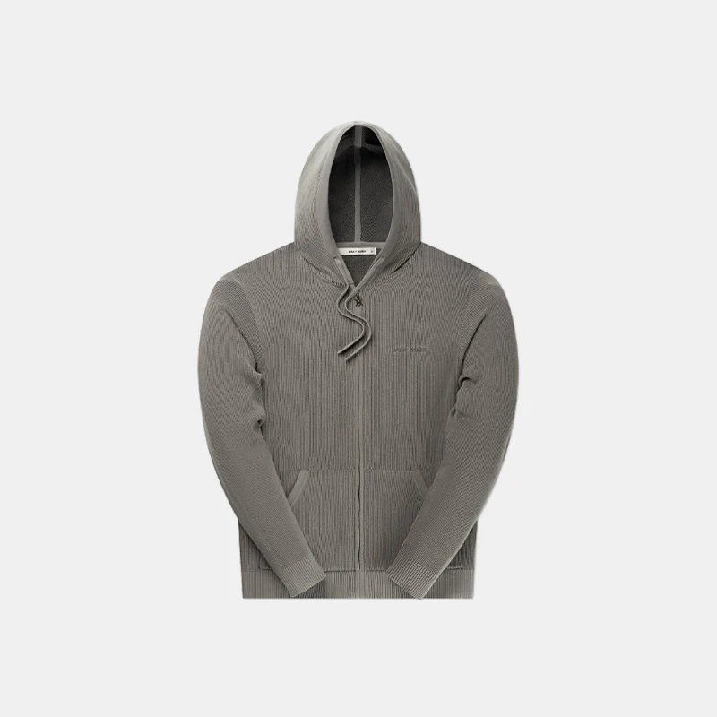 Flat Knit Hoodie Grey